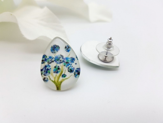 Preview: Baum Ohrstecker Tropfenform blau